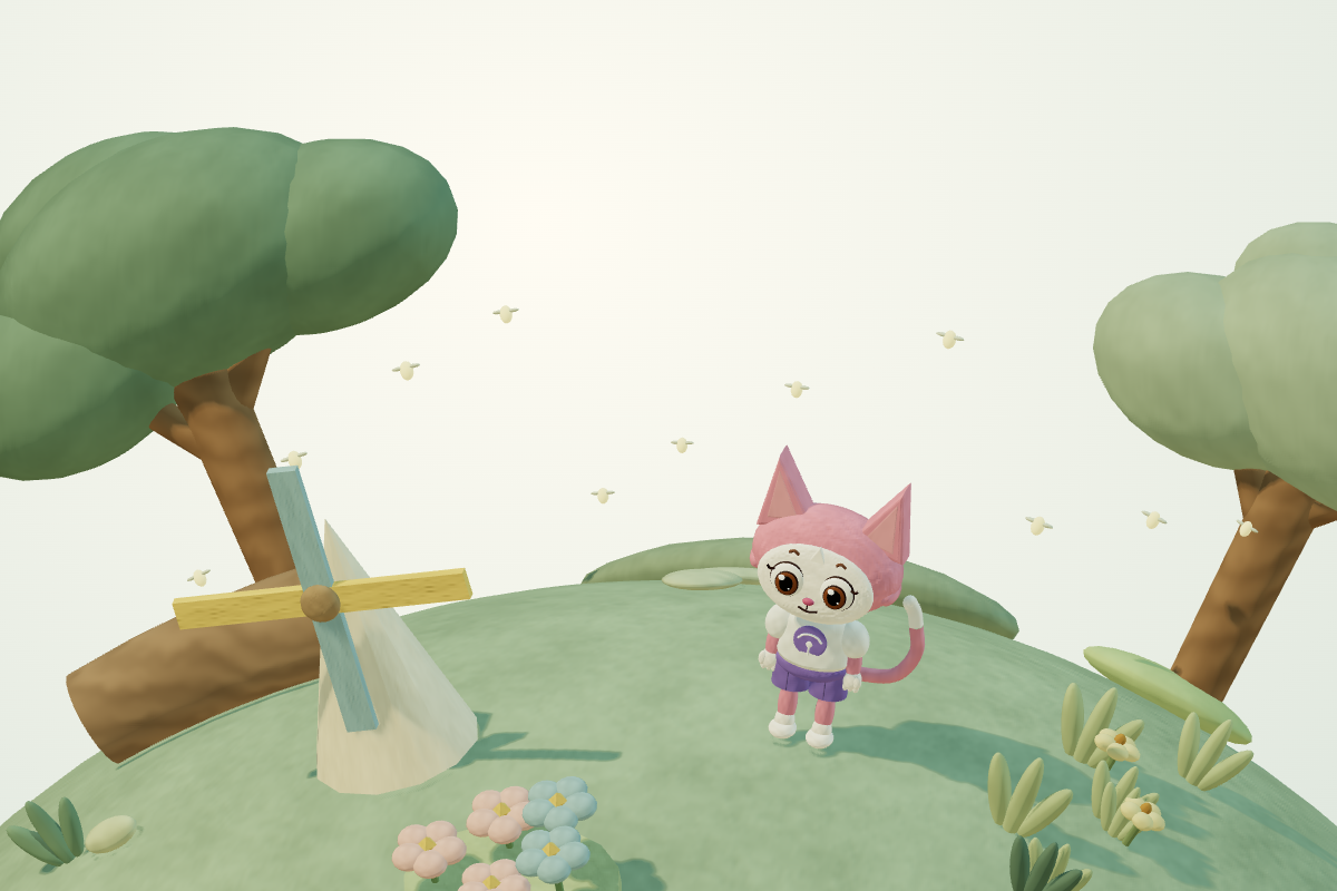 模块陈列馆中角色、风车和花园的真实预览