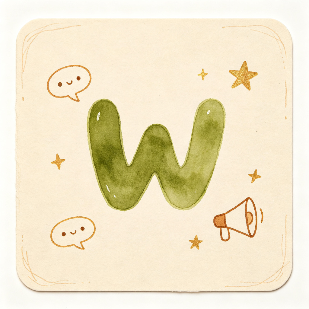 表达图鉴封面：字母 W 与对话气泡
